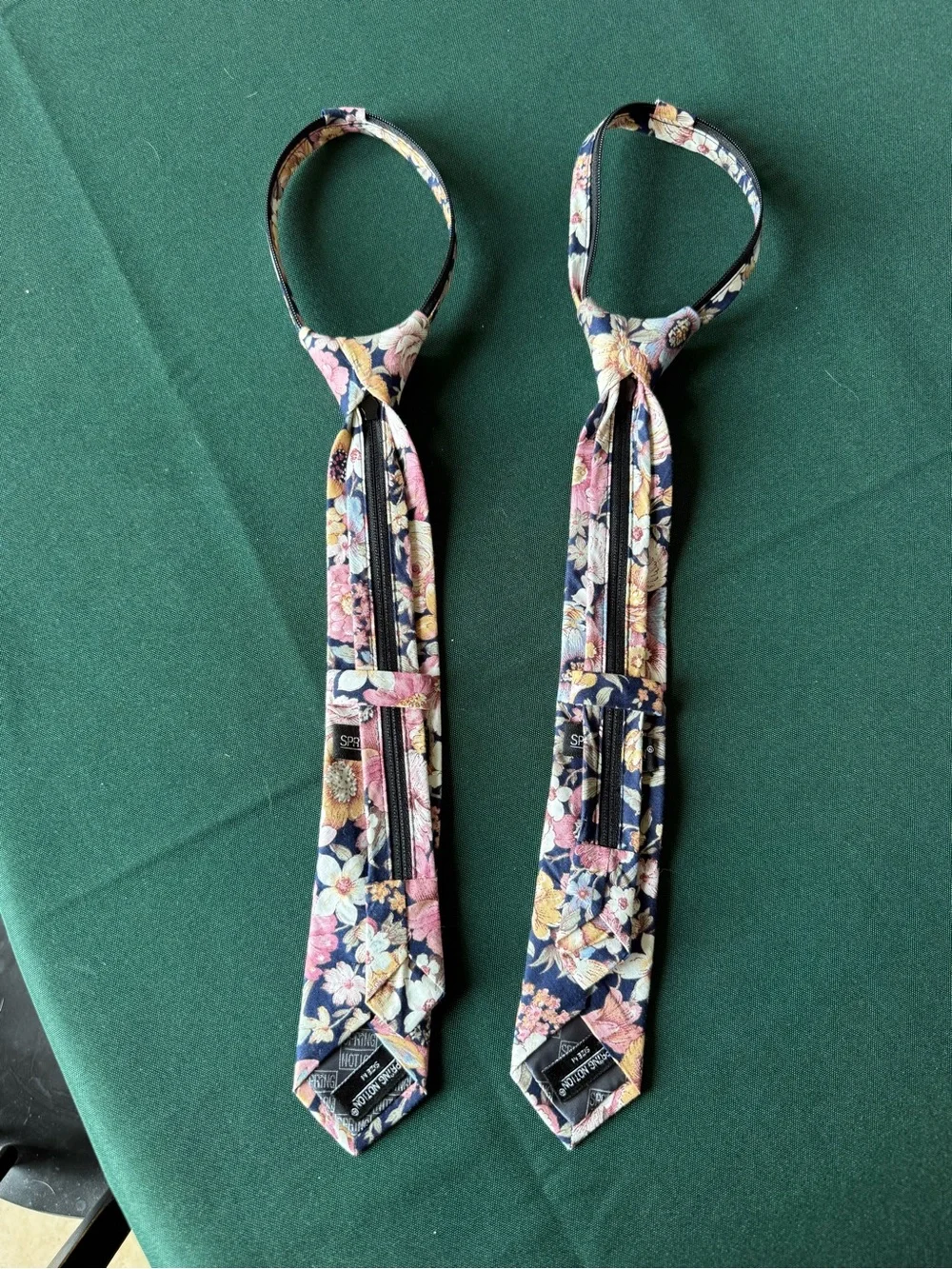 2 Navy with floral print youth ties